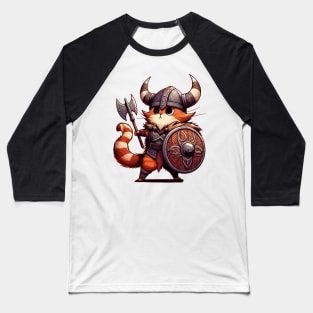 Funny Viking Warrior Cat Norse Mythology Anime Portrait Baseball T-Shirt